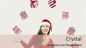  Presentation with juggling - Amazing PPT layouts having beautiful woman juggling gifts backdrop and a lemonade colored foreground