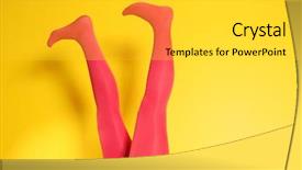  Presentation with yellow color - Beautiful slides featuring beautiful woman legs in color tights on yellow background backdrop and a light gray colored foreground