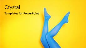  Presentation with yellow color - Audience pleasing presentation theme consisting of woman legs in color tight backdrop and a light gray colored foreground