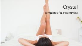  Presentation with woman hands raised to sky - Slides consisting of beautiful woman legs raised up background and a white colored foreground