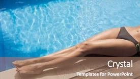  Presentation with swimming pool - Cool new PPT layouts with beautiful woman legs sunbathing near backdrop and a violet colored foreground