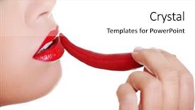  Presentation with lips - Cool new slides with beautiful woman lips with hot paprika isolated on white backdrop and a white colored foreground