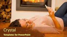  Presentation with music - Audience pleasing PPT theme consisting of beautiful-woman-listen-music backdrop and a tawny brown colored foreground