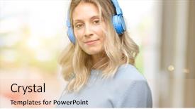  Presentation with happy music lovers - Slides having beautiful woman listening to music background and a lemonade colored foreground