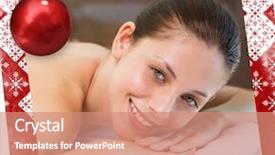  Presentation with page - Slide deck with beautiful woman lying on massage background and a coral colored foreground