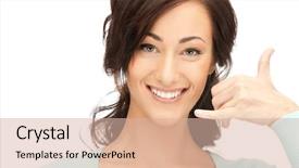  Presentation with black women beautiful woman - Colorful PPT theme enhanced with beautiful woman making a call backdrop and a  colored foreground
