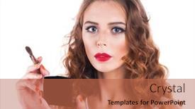  Presentation with youth - PPT theme having beautiful-woman-mascara-applying-eyes background and a coral colored foreground