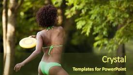  Presentation with frisbee - Colorful slide deck enhanced with american origin throwing a frisbee backdrop and a tawny brown colored foreground