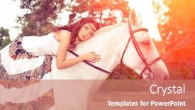  Presentation with horse riding - Beautiful PPT layouts featuring beautiful woman on a horse horseback rider woman riding horse backdrop and a coral colored foreground