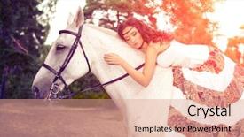  Presentation with horse riding - Slides with beautiful woman on a horse horseback rider woman riding horse background and a coral colored foreground