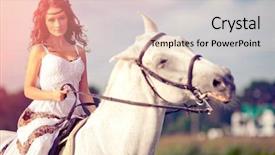  Presentation with horse riding - Audience pleasing slides consisting of beautiful woman on a horse horseback rider woman riding horse on beach backdrop and a lemonade colored foreground