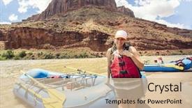  Presentation with rafting - PPT theme consisting of beautiful woman on a rafting background and a lemonade colored foreground