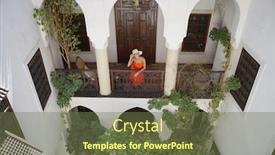  Presentation with moroccan - Slide deck consisting of beautiful woman on balcony in moroccan riad background and a tawny brown colored foreground