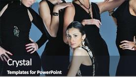  Presentation with fashion show - PPT theme featuring beautiful woman on fashion show background and a wine colored foreground