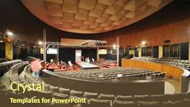  Presentation with fashion show - Theme featuring beautiful woman on fashion show background and a tawny brown colored foreground