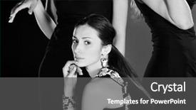  Presentation with fashion show - Beautiful slide set featuring beautiful woman on fashion show backdrop and a  colored foreground