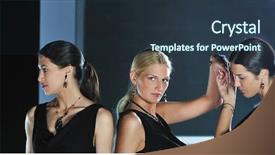  Presentation with fashion show - Audience pleasing presentation theme consisting of beautiful woman on fashion show backdrop and a  colored foreground