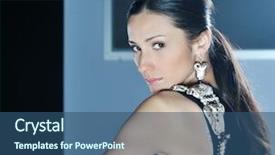  Presentation with fashion show - Presentation design having beautiful woman on fashion show background and a ocean colored foreground