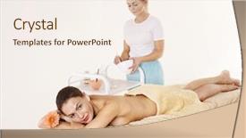  Presentation with periodic table actinide series - Colorful slide deck enhanced with beautiful woman on massage table backdrop and a  colored foreground