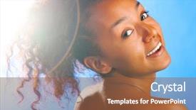  Presentation with sun rays on blue sky - Presentation enhanced with beautiful woman on sky background background and a tawny brown colored foreground