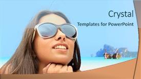  Presentation with beautiful skin and beach - Theme consisting of beautiful woman on the beach background and a  colored foreground