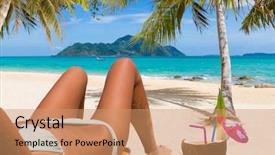 Presentation with beautiful skin and beach - Amazing presentation design having beautiful woman on the beach backdrop and a coral colored foreground