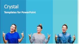  Presentation with sacred geometry symbol collage - Slide set enhanced with beautiful woman over blue stripes background and a teal colored foreground