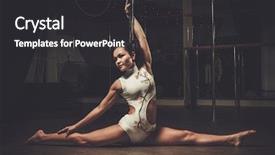  Presentation with pole - Cool new slides with beautiful woman performing pole dance backdrop and a dark gray colored foreground