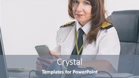  Presentation with pilot - Presentation design enhanced with beautiful-woman-pilot-wearing-uniform background and a gray colored foreground