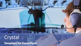  Presentation with pilot - Cool new theme with beautiful-woman-pilot-wearing-uniform backdrop and a ocean colored foreground