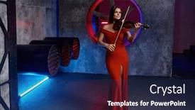  Presentation with concert - Slides with beautiful-woman-playing-violin-concert background and a navy blue colored foreground