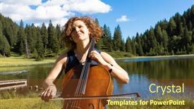  Presentation with classical music - Slides with beautiful-woman-plays-the-cello background and a tawny brown colored foreground