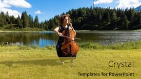  Presentation with classical music - Presentation featuring beautiful-woman-plays-the-cello background and a gold colored foreground