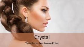  Presentation with long hair - Slide deck with beautiful woman portrait long brown background and a coral colored foreground