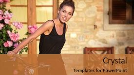  Presentation with outdoors - Cool new slide deck with beautiful-woman-portrait-outdoors backdrop and a red colored foreground