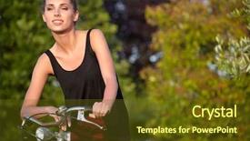  Presentation with outdoors - Theme enhanced with beautiful-woman-portrait-outdoors background and a tawny brown colored foreground