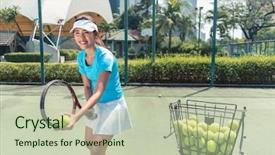  Presentation with cheerful - Audience pleasing presentation design consisting of beautiful woman ready to serve backdrop and a mint green colored foreground