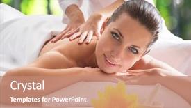  Presentation with spa meditation relaxing - Cool new PPT layouts with beautiful woman relaxed in spa backdrop and a  colored foreground