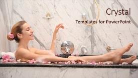  Presentation with sensuality woman black angel relaxing - Slide set enhanced with beautiful woman relaxing in bath background and a lemonade colored foreground