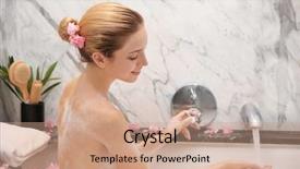 Presentation with relaxing - PPT layouts enhanced with beautiful woman relaxing in bath background and a coral colored foreground