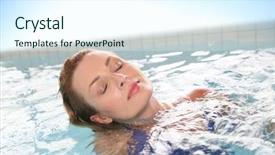  Presentation with hot tub - Cool new presentation theme with thalassotherapie - beautiful woman relaxing in hot backdrop and a sky blue colored foreground
