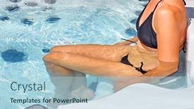  Presentation with hot tub - PPT theme having beautiful woman relaxing in hot tub background and a light blue colored foreground