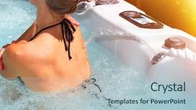  Presentation with tub - Cool new PPT theme with hydrotherapy - beautiful woman relaxing in hot backdrop and a light blue colored foreground