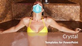  Presentation with spa concept - PPT theme consisting of beautiful-woman-relaxing background and a coral colored foreground