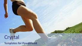  Presentation with woman runner - Slides with beautiful woman runner in front background and a light blue colored foreground