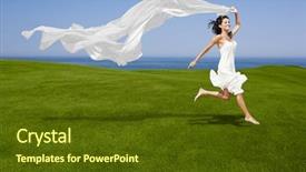  Presentation with health woman running female runner - PPT theme having beautiful woman running and jumping background and a tawny brown colored foreground