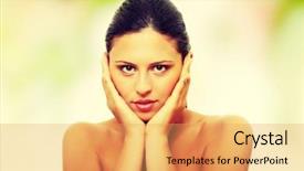  Presentation with beautiful skin - Presentation having beautiful woman's face with fresh clean skin background and a yellow colored foreground