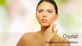  Presentation with beautiful skin - Presentation theme with beautiful woman's face with fresh clean skin background and a yellow colored foreground