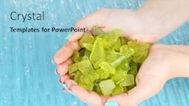  Presentation with salt - PPT theme having beautiful woman's hands holding handful of sea salt on color background background and a light blue colored foreground