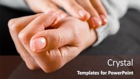  Presentation with nail salon - Amazing PPT theme having beautiful-woman-s-hands backdrop and a tawny brown colored foreground